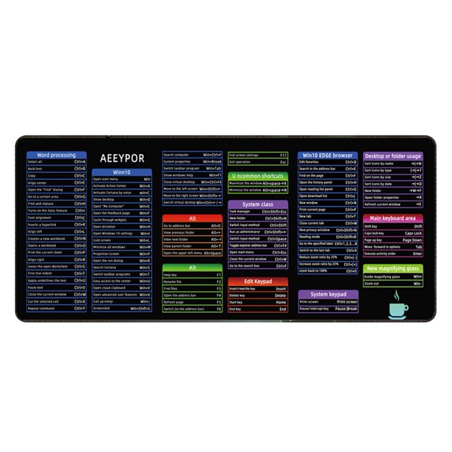 Hyasfey 40x90CM Large Computer Mousepad Portable Waterproof Office Power Point Excel Word Shortcut Keys Desk Mat Non-Slip Desktop Mouse Pad PC Accessories