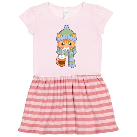 

Inktastic Cute Orange Tabby Cat in Scarf and Hat Gift Toddler Girl Dress