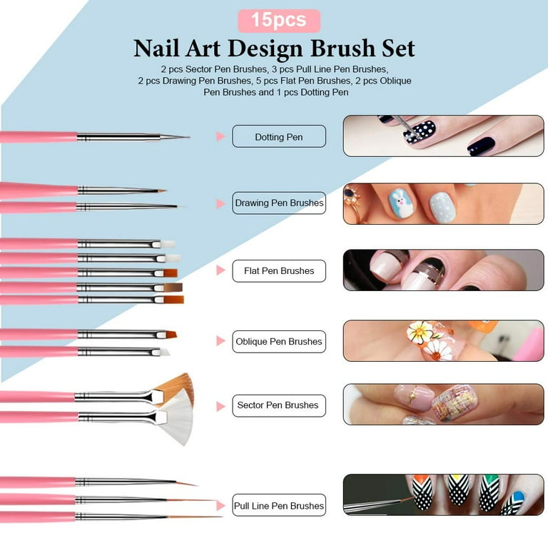 Nail Pen Designer, Teenitor Stamp Nail Art Tool with 15pcs Nail Painting  Brushes, Nail Dotting Tool, Nail Foil, Manicure Tape, Color Rhinestones for  Nails-Black - Yahoo Shopping
