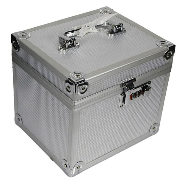 Caja de almacenamiento de tarjetas clasificadas Caja de colección de tarjetas Bloqueo de contraseña Coleccionable de tarjetas portátil Plata