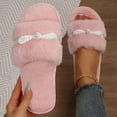 thumbnail image 2 of Wensltd Fuzzy Slippers for Women Soft Plush Open Toe Solid Color Cozy Indoor Slippers All Season, 2 of 9