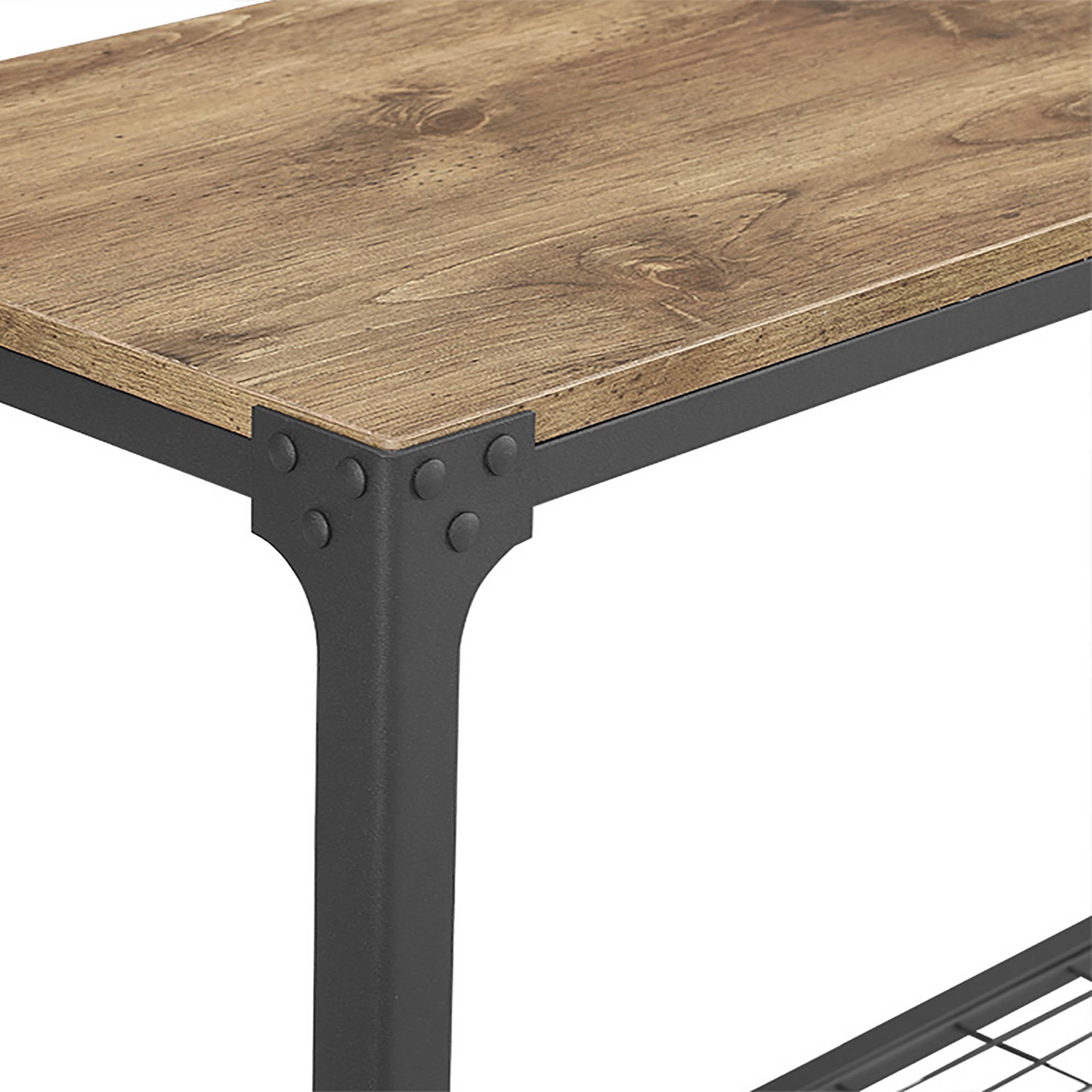 Manor Park Angle Iron Rustic Wood Entry Console Table, Barnwood