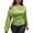 Green, variant on Womens Elegant Solid Color Satin Blouse One Shoulder Asymmetric Draped Neck Long Sleeve Shirt Beige L