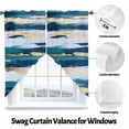 thumbnail image 3 of Blue Gold Ripple Swag Curtain Valance for Windows, Modern Abstract Window Treatments Short Swag Topper for Kitchen Windows Bathroom Bedroom, 36"x45", 3 of 8
