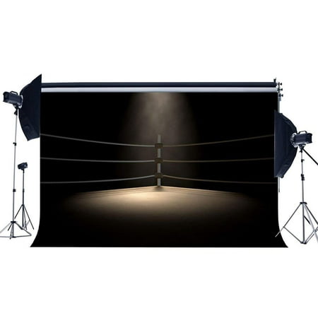 Image of ABPHOTO Polyester 7x5ft Boxing Ring Backdrop Indoor Gymnasium Backdrops Stage Lights Pugilism Challenge Sports Match Stadium Photography Background for Men Adults Game Photo Studio Props