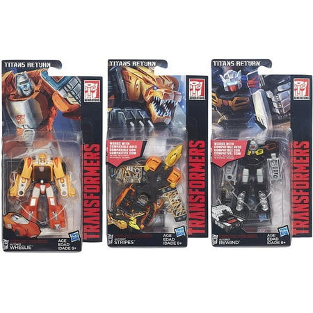 - Rewind - Stripes - Wheelie | Titans Return Autobot Transformers Generations | Legends Class Action Figure Collector Set of 3 | Beast Vehicle Tank 1980s Cartoon Retro Robot Playset Hasbro Collectible