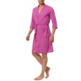 thumbnail image 4 of INSPIRE CHIC Men's Waffle Spa Robe Solid Color Sleepwear Long Sleeves Bathrobe M Rose Red, 4 of 5