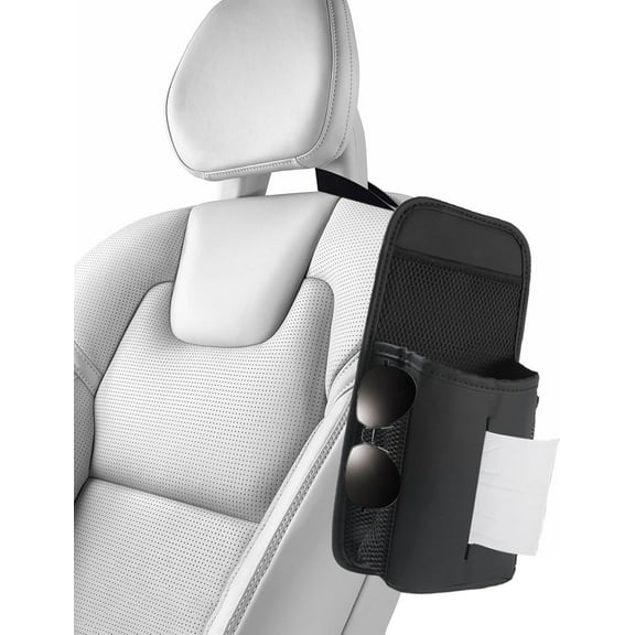 Car Tissue Holder,Car Accessories Napkin Holder,Automotive Organizer with Rectangle Tissue Box Cover for 60-180 Count Kleenex,Cars Seat Storage Box with Mesh Bag,Fit for Cars,SUVs,Trucks