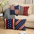 thumbnail image 2 of 4th of July Patriotic Decorative Throw Pillow Covers 18x18, America USA Rustic Red White Blue Stripes Stars Outdoor Pillowcase, American Independence Day Cushion Case Home Decor, 2 of 6