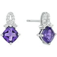 thumbnail image 2 of Jay Heart Designs 925 Sterling Silver Genuine Amethyst and Created White Sapphire Earrings, 2 of 2