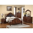 thumbnail image 3 of Transitional Wooden E.King Bed With PU HB & Circular Floral Design, Cherry Finish, 3 of 3