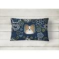 thumbnail image 2 of Carolines Treasures BB5099PW1216 Blue Flowers Papillon Canvas Fabric Decorative Pillow, 2 of 3