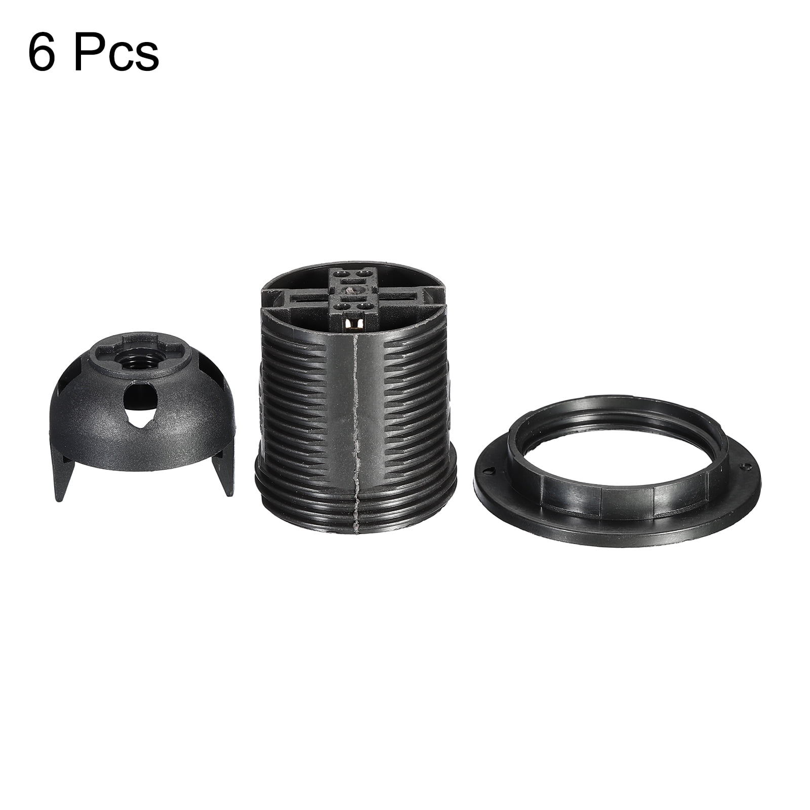 Uxcell Threaded Light Socket Base 250V E26/E27 58x39mm Screw Thread 41mm Bulb Lamp Holder for LED Retro Pendant Lights Black Pack of 6
