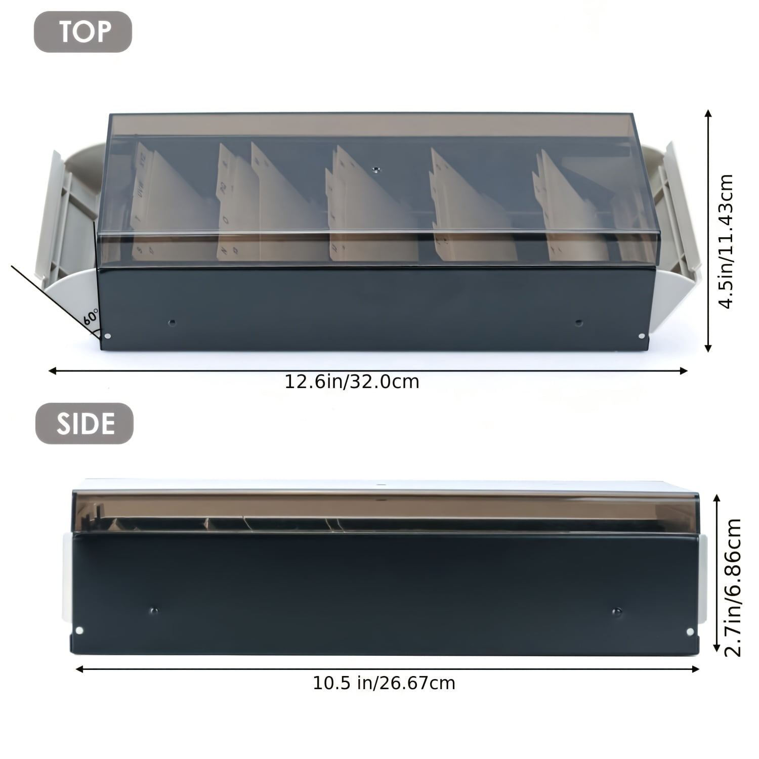 Alphabetical Index Card File Box with Transparent Lid for Office Organization