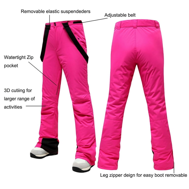 Baocc Womens Pants Womens Ski Snow Trousers Quick Dry Lightweight Mountain  Bib Pants Casual Pants for Women Hot Pink