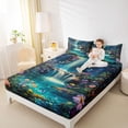 thumbnail image 4 of Manfei Colorful Flower Lotus Twin Sheet Sets,Multicolor Natural Scenery Twin Fitted Sheet,Waterfall Landscape Flat Sheet For Girls Kids,Breathable Home Decor,3 Pieces, 4 of 7