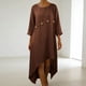 thumbnail image 1 of TaTaai Women's Spring Summer Casual Dress 3/4 Sleeve Round Neck Solid Color Loose Fit Hi-Lo Hem Ankle Length Shift Dress Soft Stretchy Gift, 1 of 7