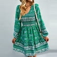 thumbnail image 4 of Yidarton 2022 Fall/Winter Women's Dresses Bohemian Skirts Fashion Dresses Casual Skirts Casual Comfortable Fashion One Piece Green XL, 4 of 8
