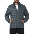 thumbnail image 5 of INSPIRE CHIC Men's Winter Solid Color Stand Collar Zipper Quilted Puffer Jacket 2XL Gray, 5 of 6