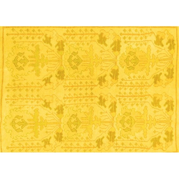 Ahgly Company Indoor Rectangle Abstract Yellow Modern Area Rugs, 7' x 9'