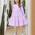 thumbnail image 6 of Spazoro Girls Tiered Midi Dress, Floral Print Ruffled Long Sleeve Soft Crew Neck Casual Party Dress Purple Size 12, 6 of 6