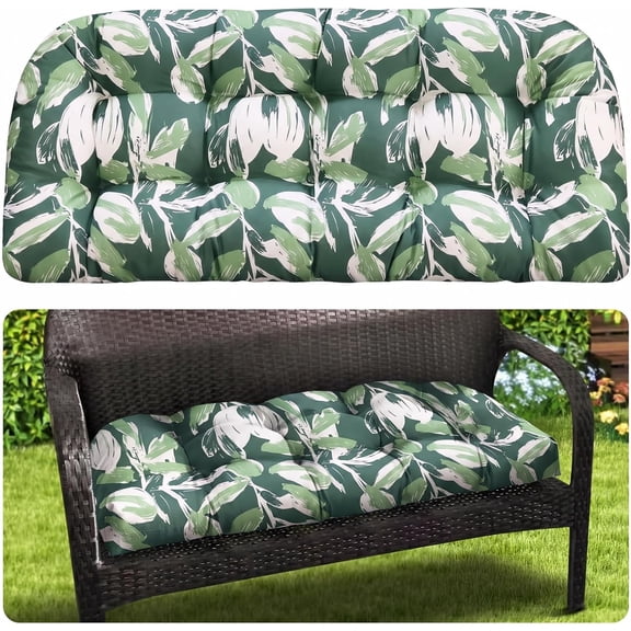 Outdoor Bench Cushion Memory Foam Loveseat Cushion for Patio Wicker Chair Porch Swing Seat 44 x 19 Inches Forest Green Tulip