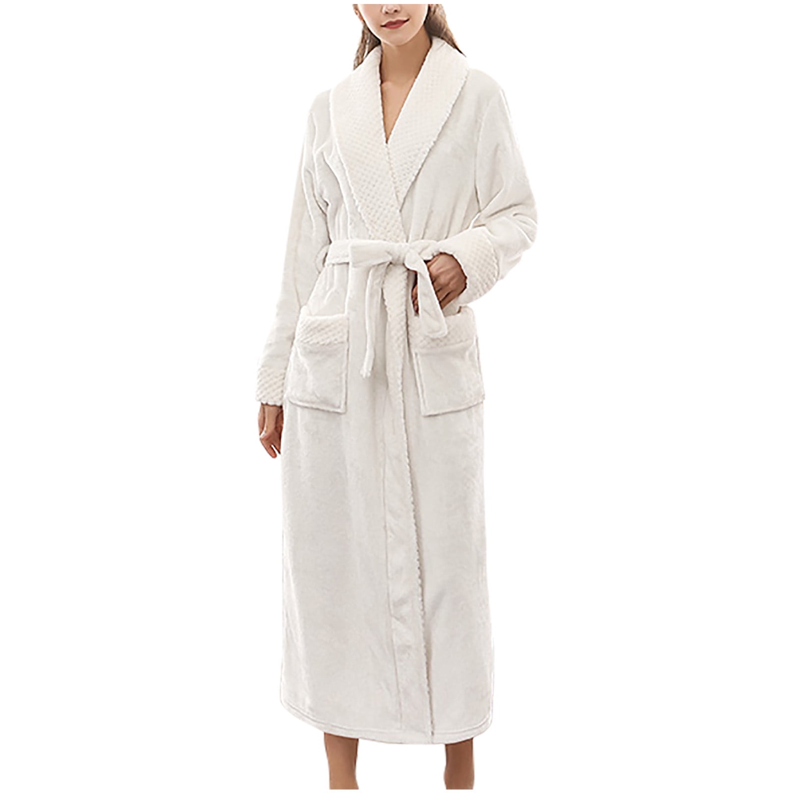 Hellomamma Long Hooded Robe for Women Luxurious Flannel Fleece Full Length  Bathrobe Winter Warm Pajamas Shower Nightgown at Amazon Women's Clothing  store