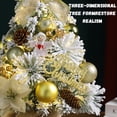 thumbnail image 4 of Christmas Tree, Red White Ornament Decorations with Pine Cones, Snow Flocked Mini Christmas Tree with Lights, 4 of 5