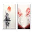thumbnail image 2 of Designart "Minimal Serenity Moonlit Wanderings" Abstract Landscape Framed Wall Art Set Of 2 - Modern Pink Gallery Wall Frame Set For Home Decor, 2 of 6