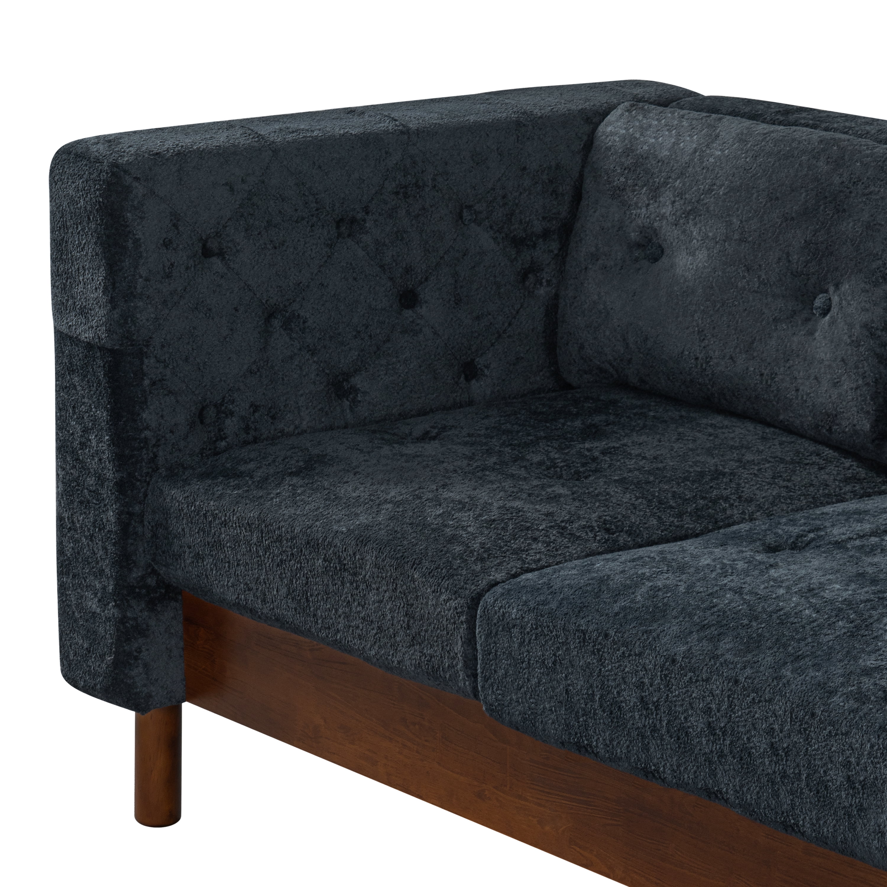 GARITIN 3 Seater Sofa 78 Inch, Chenille Upholstered Couch with Square Arms and Tufted Pillow Back for Living Room Apartment, Blue