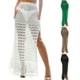 thumbnail image 5 of Douhoow Women Beach Skirts Sarong Crochet Bikini Cover ups Hollow Out High Slit Long Skirts, 5 of 6