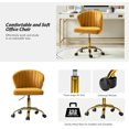thumbnail image 3 of HULALA HOME Home Office Desk Chair with Gold Wheels, Small Cute Vanity Chair with Back for Bedroom, Adjustable Rolling Task Work Seat for Women/Girls, Mustard, 3 of 7
