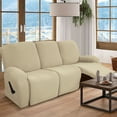 thumbnail image 2 of 3 Seats Recliner Sofa Slipcover Couch Cover Loveseat Cover Non-Slip Recliner Chair Cover Elastic Couch Protector Furniture Protector with Side Pocket for Home Decoration, 2 of 5