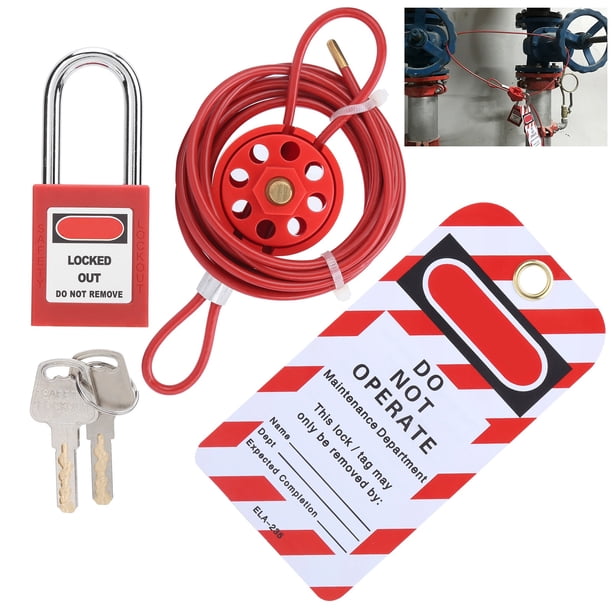 Kit De Bloqueo De Cable, Bloqueo De Válvula, Candado De Seguridad Ajustable, Aislamiento Universal Con Manija Para Seguridad Para Aislamiento De Energía