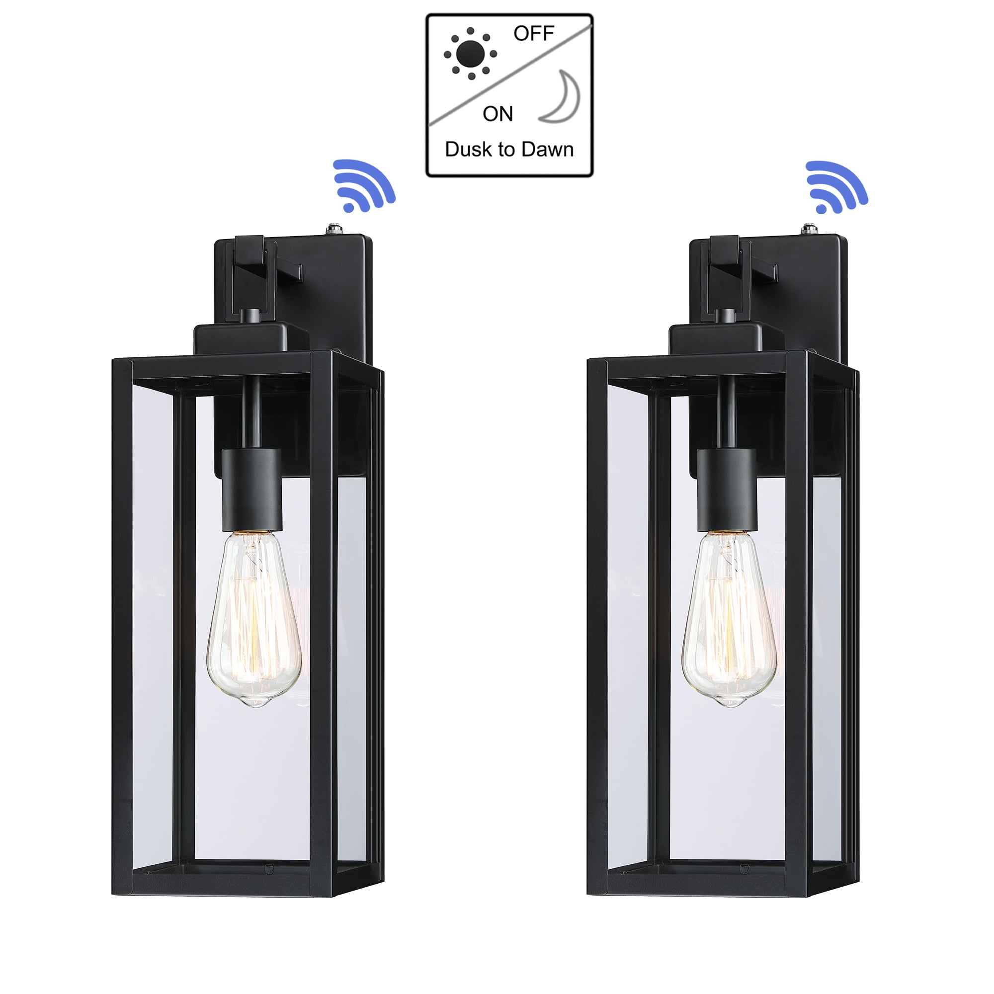 17.62''H Dusk to Dawn Outdoor Lighting Wall Mount Outdoor Light Fixtures Matte Black Porch Light