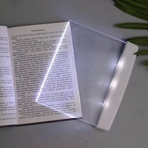 HIBIBUD Flat Book Light for Reading in Bed at Night Clear LED Book Full Page Light Illuminator Panel Plate Lamp Board Wireless (White)