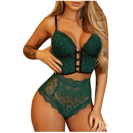 

YDKZYMD Women S 2 Pieces Teddy Lingerie Bra And Panty Set Casual Sheer Chemise With Floral Babydoll Sexy Lace Bodysuit Underwear Sets