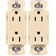 thumbnail image 1 of Enchufe eléctrico dúplex Lutron Claro de 15 amperios, color marfil, paquete de 2, 1 of 6
