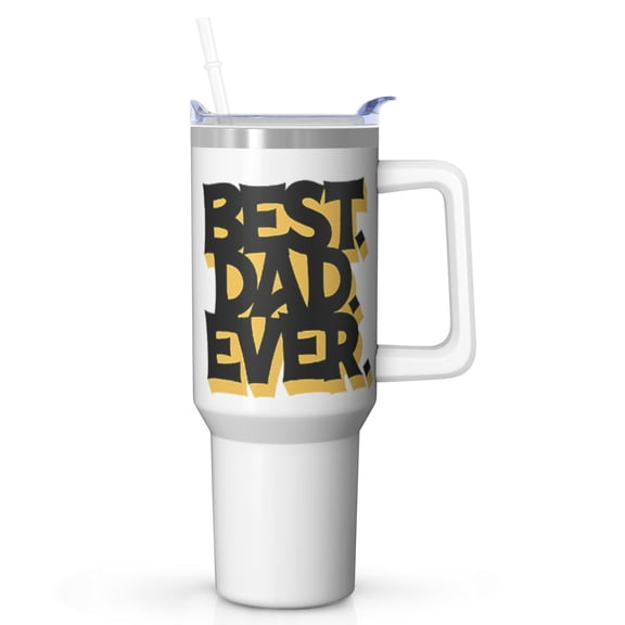 Dad Gift Tumbler 40oz Stainless Steel Insulated Cup with Lid & Straw, Best Dad Ever Design, Father's Day Birthday Christmas Anniversary Present for Daddy Grandpa