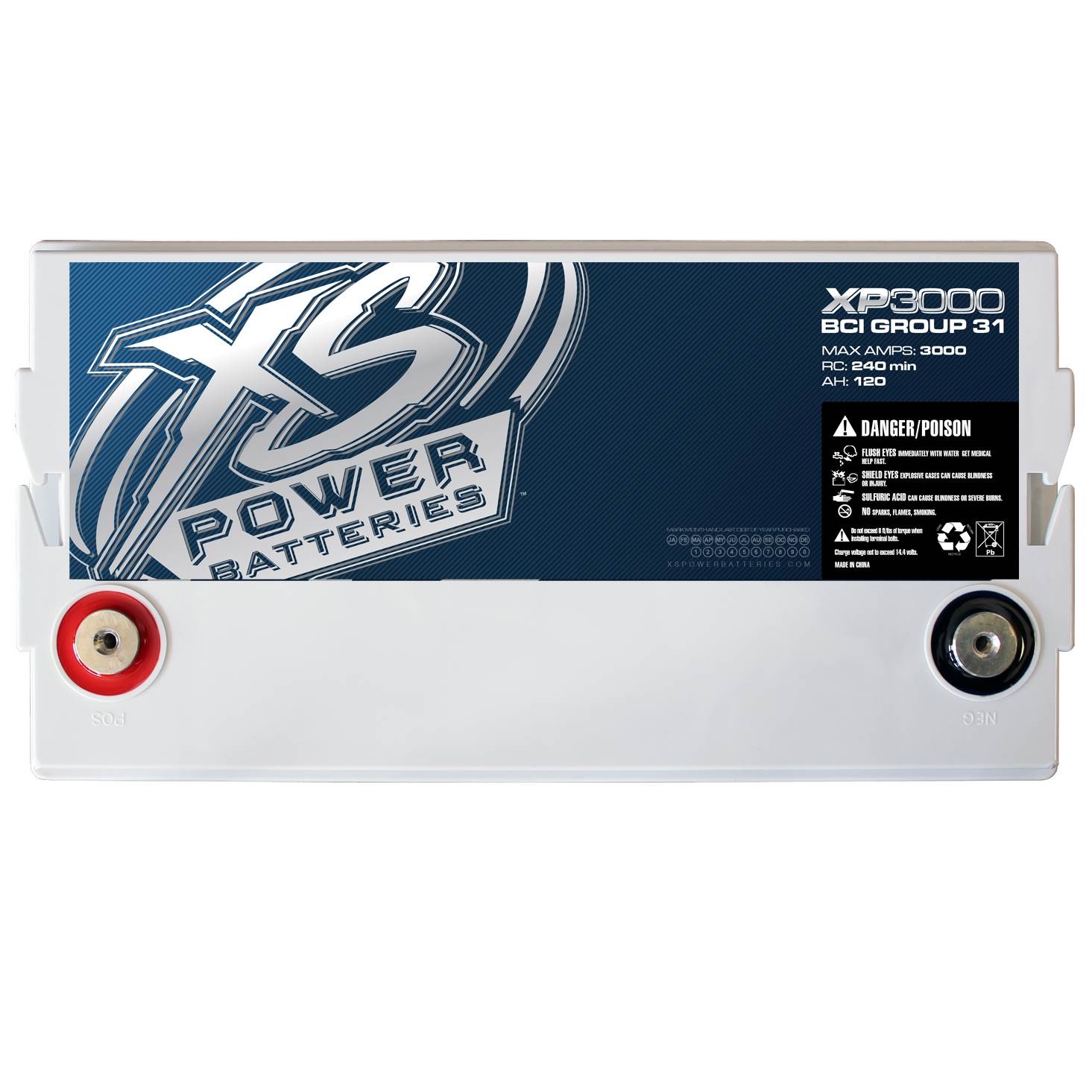 XS Power XP Series 12V BCI Group 31 AGM Car Battery with Terminal Bolt XP3000 - image 3 of 5