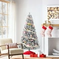 thumbnail image 3 of Dimedeal 4.5 FT Green Artificial Christmas Tree, Snow Flocked Xmas Tree with 400 Branch Tips, Metal Hinges & Foldable Base, 3 of 6