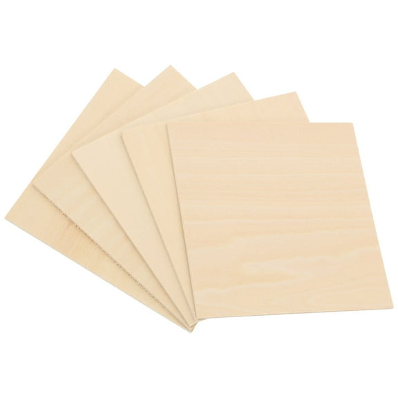Tineasur 5Pcs Hardwood Cut to Size Wooden Boards Light Brown Unfinished Wood Planks for Crafts