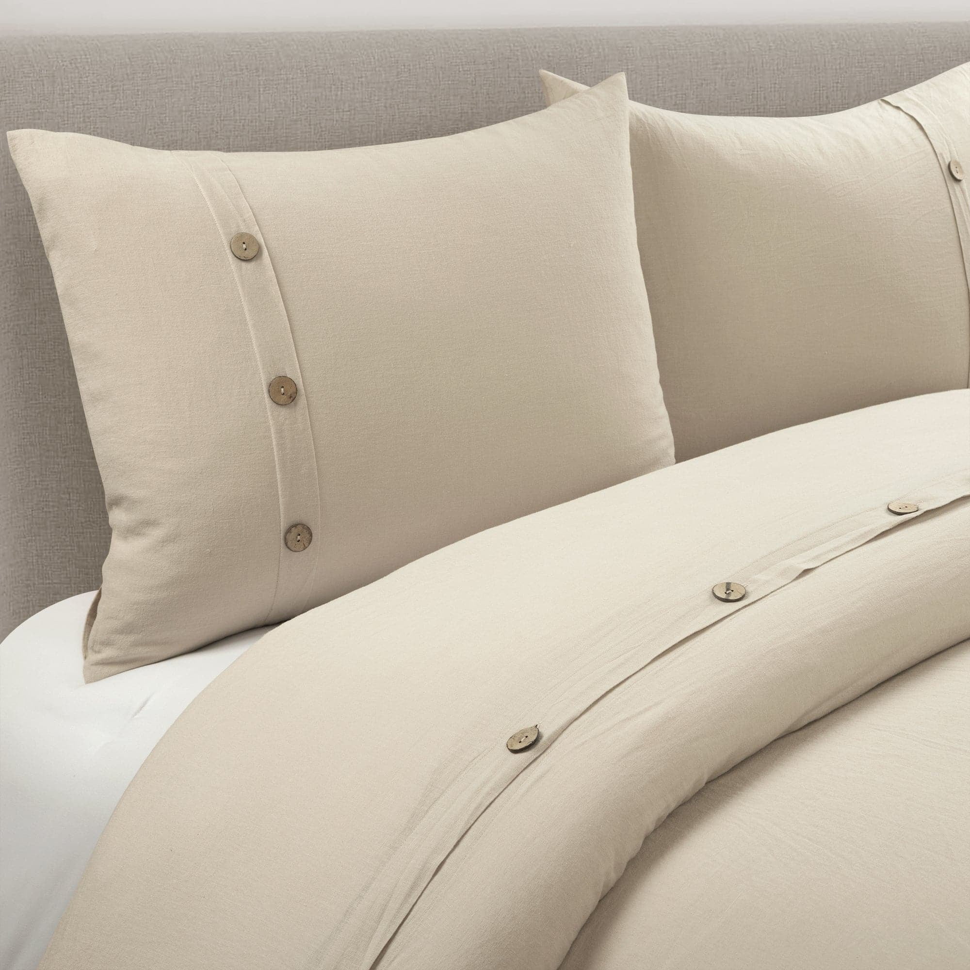 Lush Decor Belgian Flax Duvet Cover - Gray - Full/Queen