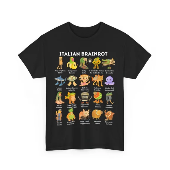 Italian Brainrot Meme Humor Retro Playful Aesthetic Trend Unisex T-Shirt, up to size 5XL