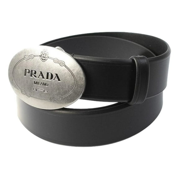 Prada Navy Saffiano Leather Belt Silver Belt Buckle 2CM046 100-40