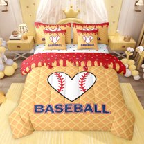 jejeloiu Baseball Sport Theme 7 Pieces Bedding Comforter Set,Girls Ball Game Full Bedding Set For Kids Reversible