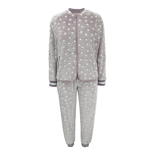 Pijama Secret Treasures Para mujer, Estampado de Lunares y Cierre Gris Jaspe, talla EG