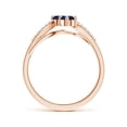thumbnail image 2 of Angara Natural 0.48 Ct. Blue Sapphire with Diamond Side Stone Ring in 14K Rose Gold for Women (Ring Size: 12), 2 of 8