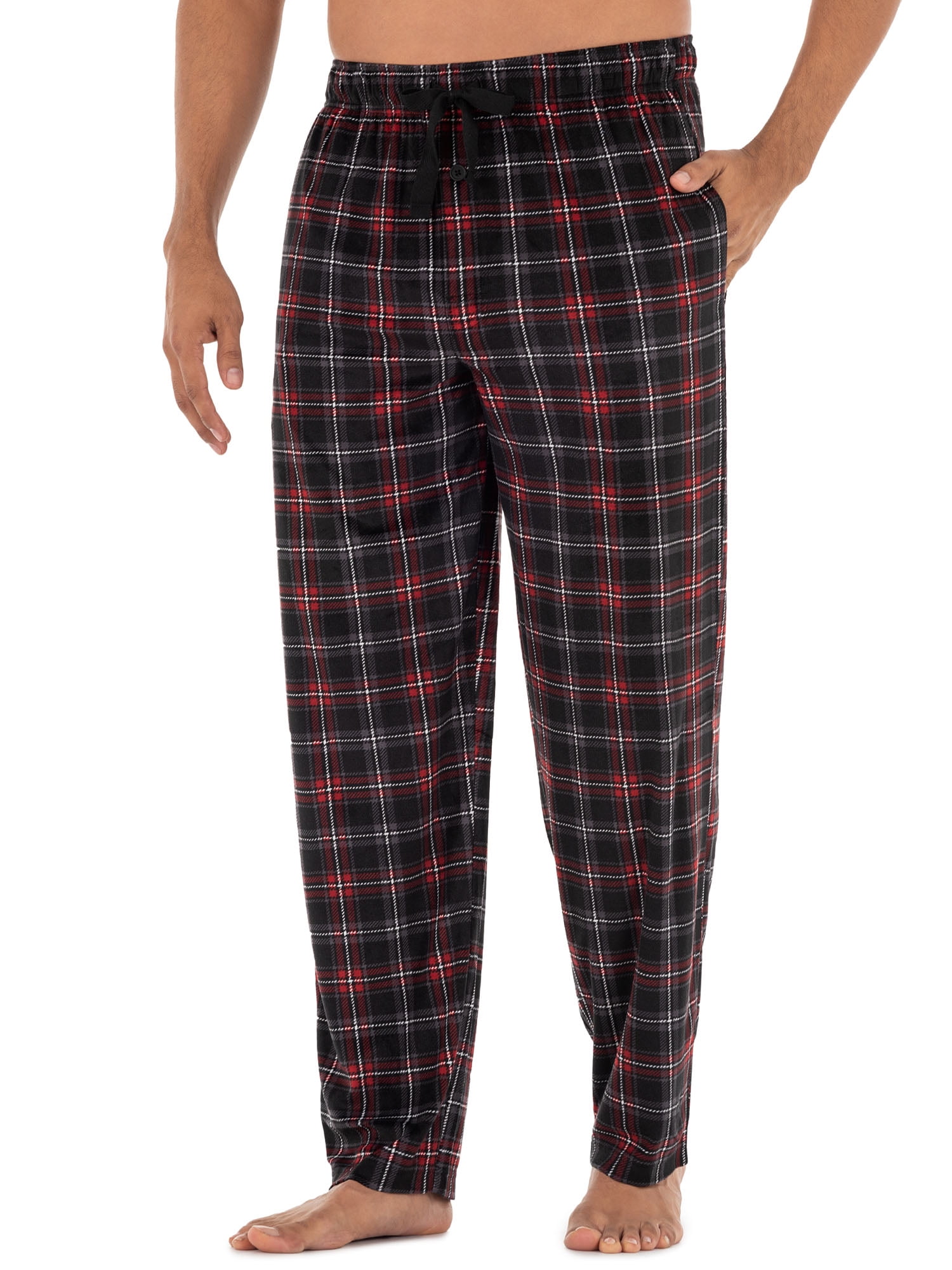 Wholesale Mens Fleece Pajama Pants  3X5X BlackRed Plaid