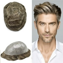 Mens Hairpiece LYRICAL HAIR Human Hair Replacement System Durable Thin Skin PU Injected Toupee Hair Wigs for Men